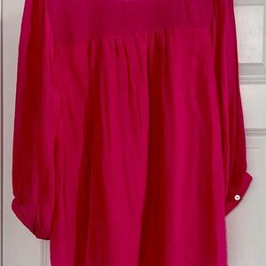 Kasper Bright Pink Blouse with Embroidered Detail